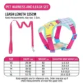 Comfortable pink and blue plaid pet harness and leash set with detailed size guide table - S / Bear Set (Includes Leash) / Yellow Blue