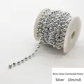 Perlas plateadas conectadas de 8mm rollo de 10m para manualidades y boda - 8mm / Perla de imitación / 10m/Rollo / Plateado