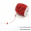 Rollo de cadena de perlas acrílicas rojo brillante 8+3mm para decoración 30m - 8+3mm / 30 Metros/Rollo / Rojo