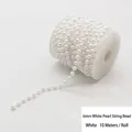 Cuentas de perlas blancas de 6mm en rollo de 10m para decoración de bodas y hogar - 6mm / Perla de imitación / 10m/Rollo / Blanco