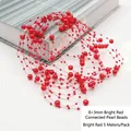 Guirnalda decorativa de perlas acrílicas rojas de 8mm y 3mm, paquete de 5 metros - Cadena de cuentas de 8+3mm / 5 Metros Por Paquete / Rojo