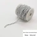 Cadena de perlas redondas plateadas de 6mm para decoración DIY, rollo de 10 metros. - Hilo de Perlas Artificiales de 6mm / 10m/Rollo / Plateado