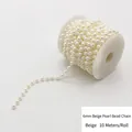 Guirnalda de perlas beige de 6mm para decoración DIY rollo de 10 metros - Hilo de Perlas Artificiales de 6mm / 10m/Rollo / Beige