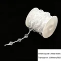 Cadena de cuentas de acrílico transparente en forma de diamante, rollo 10m para deco - Cadena de cuentas de cubos pequeños / 10m/Rollo / Transparente