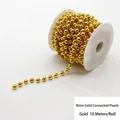Guirnalda de perlas doradas brillantes de 8 mm para decoración de fiestas y hogar, 10 m - Hilo de Perlas Artificiales de 8mm / 10m/Rollo / Dorado