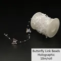 Cadena de cuentas de mariposa acrílica iridiscente, rollo de 10 m para decoración DIY. - Tira de Cuentas de Mariposa / 10m / Blanco AB