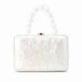 Élégante pochette de soirée en acrylique blanc avec texture marbrée et anse perlée - Ivoire