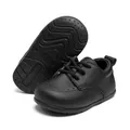 Classic black faux leather infant walking shoes featuring anti-slip soft rubber soles - Size 3 (12.7cm) / Model 2235-1 (Heel Padded with Sponge) / Black