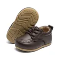 Dunkelbraune Oxford-Schuhe aus Leder für Kleinkinder mit weichen, rutschfesten Sohlen - Größe 3 (12,7cm) / Dunkelbraun (Fersenpolsterung)