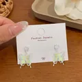Korean style pastel butterfly stud earrings with drop crystal on white display card - Gradient Butterfly Style (NV6)