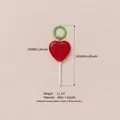 Red heart lollipop bag charm keychain with alloy ring and acrylic heart pendant - Heart Lollipop