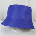 Classic solid blue polyester bucket hat for daily outdoor protection - 58cm One Size / Sapphire Blue