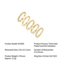 Juego de 5 anillos apilables de plata 925 bañada en oro con moissanita para mujer - Talla US 9 / Set de 5 piezas / Dorado