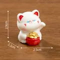 Miniature cute white lucky cat figurine for DIY micro landscape decor - 2.9cm height - Holding Money Bag Style (C3555) / 2.9x2.2x2.5cm