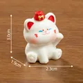 Cute white lucky cat figurine miniature ornament for DIY dollhouse and desktop decoration - Waving Style (C3555) / 3.0x1.9x2.3cm