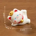 Cute cartoon lucky cat figurine with size markings for desktop DIY decoration - Side Lying Style (C3555) / 2.6x3.5x1.8cm