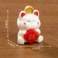 Miniature Maneki-Neko lucky cat figurine for desktop DIY decoration, size 3.4x2.4cm - 3.4x1.9x2.4cm