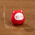Miniature red lucky cat figurine with dimensions for DIY micro-landscape decoration - 2.2x1.9x2.1cm