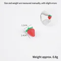 Miniature realistic resin strawberry accessory 1.1x1.4cm for DIY crafts and decor - 1.4cm Medium Red Strawberry with Leaf (1 pc)