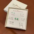 Elegante set regalo di 7 paia di orecchini a lobo con perni in argento e design a cuore - Confezione Regalo Cuore Gemma Ovale (CK110)