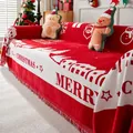 Manta para sofá de Navidad roja y blanca de alta calidad con motivos festivos y flecos - 180*230 / Castillo de Navidad