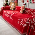 Manta roja de Navidad para sofá con motivos festivos de copos de nieve y Feliz Navidad - 180*230 [Biplaza pequeño] / Árbol de Navidad A