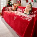 Funda de sofá navideña roja festiva con copo de nieve blanco y patrón Merry Christmas - 180*230 [Biplaza pequeño] / Cinta de Navidad A