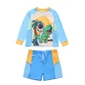 Detailansicht der Kinder-Bademode mit Dinosaurier- und Astronauten-Motivdruck - 2XL (110-120cm, 39-47) / Oberteil Und Unterteil / Beigefarbener Dinosaurier (P260510-3BWFS)