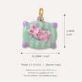 Adorable hand-painted pink bunny lying on a pillow pendant crafted from durable copper - 2-Little Rabbit Pendant (Pendant Only (Without Chain))