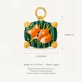 Hand-painted sleeping fox on green pillow copper charm pendant for jewelry making - Fox Pendant (Pendant Only (Without Chain))