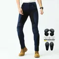 VOLERO motorcycle riding jeans with removable knee and hip protection pads in blue - XS / Bottoms / Blue