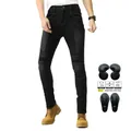 Professional black stretch motorcycle riding jeans with removable CE knee protectors - XS / Bottoms / Black