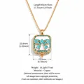 Fairy tale style gold locket necklace featuring a blue bow and floral enamel pendant - Blue Enamel Flower Bow Opening Locket / Blue
