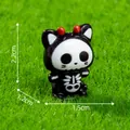 Miniatura statuina gatto scheletro Halloween 2,2 cm per decorazione micro paesaggio DIY - Gatto Demone (C3448) / Al2.3cm La1.6cm Sp1.3cm