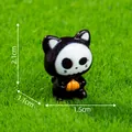 Statuetta in miniatura di gatto scheletro di Halloween con zucca e misure esatte - Gatto Zucca (C3448) / Al2.2cm La1.5cm Sp1.2cm