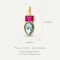 Gold-plated stainless steel DIY pendant featuring pink rectangular and blue pear-shaped stones - Pendant Style 1 (RSPK253808Q) / Pendant Only (Without Chain) / Red