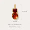 Elegant stainless steel pendant with rectangular red stone and oval amber cabochon. - Pendant Style 5 (RSPK253808Q) / Pendant Only (Without Chain) / Pink