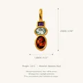Ciondolo in acciaio inossidabile con tre pietre di zircone colorate e finitura dorata lucida - Ciondolo Stile 6 (RSPK253808Q)