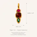 Pendente in acciaio inossidabile placcato oro con zirconi colorati, 26x8mm, 2,8g. - Ciondolo Stile 13 (RSPK253808Q)