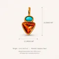 Ciondolo in acciaio inossidabile dorato con cristallo arancione e pietra turchese - Ciondolo Stile 14 (RSPK253808Q)