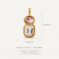 Ciondolo in rame con una pietra ovale rosa e una pietra rettangolare trasparente - Ciondolo Stile 16 (RSPK253808Q)