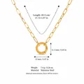Gold plated stainless steel paperclip chain necklace featuring a 12mm round connector clasp - Paperclip Chain + Spring Ring / Gold