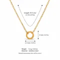Fashionable gold-plated stainless steel necklace with round pendant and size details - Pearl Chain + Spring Ring