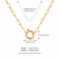 Golden stainless steel paperclip chain necklace with spring ring clasp size dimensions - Small Sailor Clasp Paperclip Chain / Gold