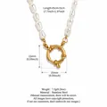 Stainless steel baroque pearl necklace featuring a 15mm golden round spring clasp detail - Pearl Sailor Clasp Chain (No Pendant) 40+5cm / 40+5cm / Gold