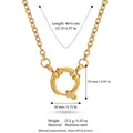 Gold stainless steel chunky chain necklace shown with dimensions and material details specs. - 18mm Sailor Clasp Pearl Chain / Gold