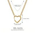 Gold stainless steel heart pendant necklace showing detailed dimensions and weight information - Heart Carabiner Chain (17mm) / 1.5cm x 1.75cm / Gold