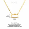 Gold stainless steel paperclip chain necklace with carabiner lock pendant size info. - Large Oval Carabiner Paperclip Chain (Gold) / Gold