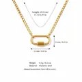 Detailed gold stainless steel necklace with carabiner pendant and size measurements - Small Oval Carabiner Paperclip Chain (Gold) / 40+5cm / Gold
