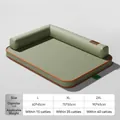 Donker olijfgroen waterdicht lederen hondenbed met informatie over de maattabel - Groot (60*45*20cm) / Puur Leer Groen